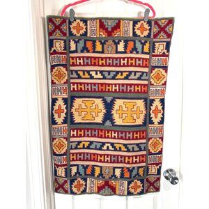 Handwoven Rug Vibrant Southwestern Geometric Pattern 22" x 36"